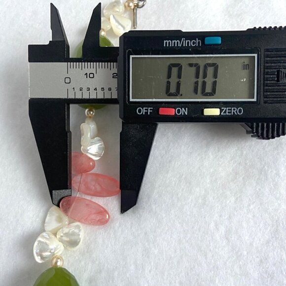 Sterling Silver 925 Beaded Oval Faceted Chrysoprase MOP & Pearl Necklace 17.5" - Picture 16 of 16